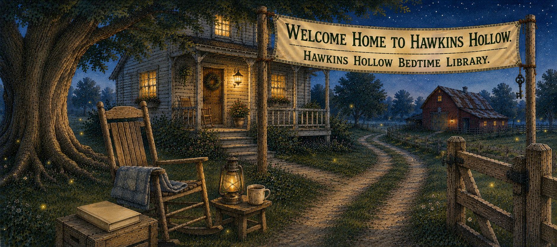 Bedtime Library banner for gentle end-of-day stories.
